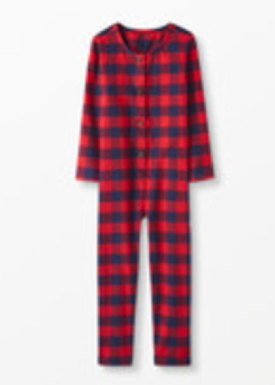Hanna Andersson Buffalo Plaid Check Jumpsuit Blue Red One Piece PJs Pajamas 6 7
